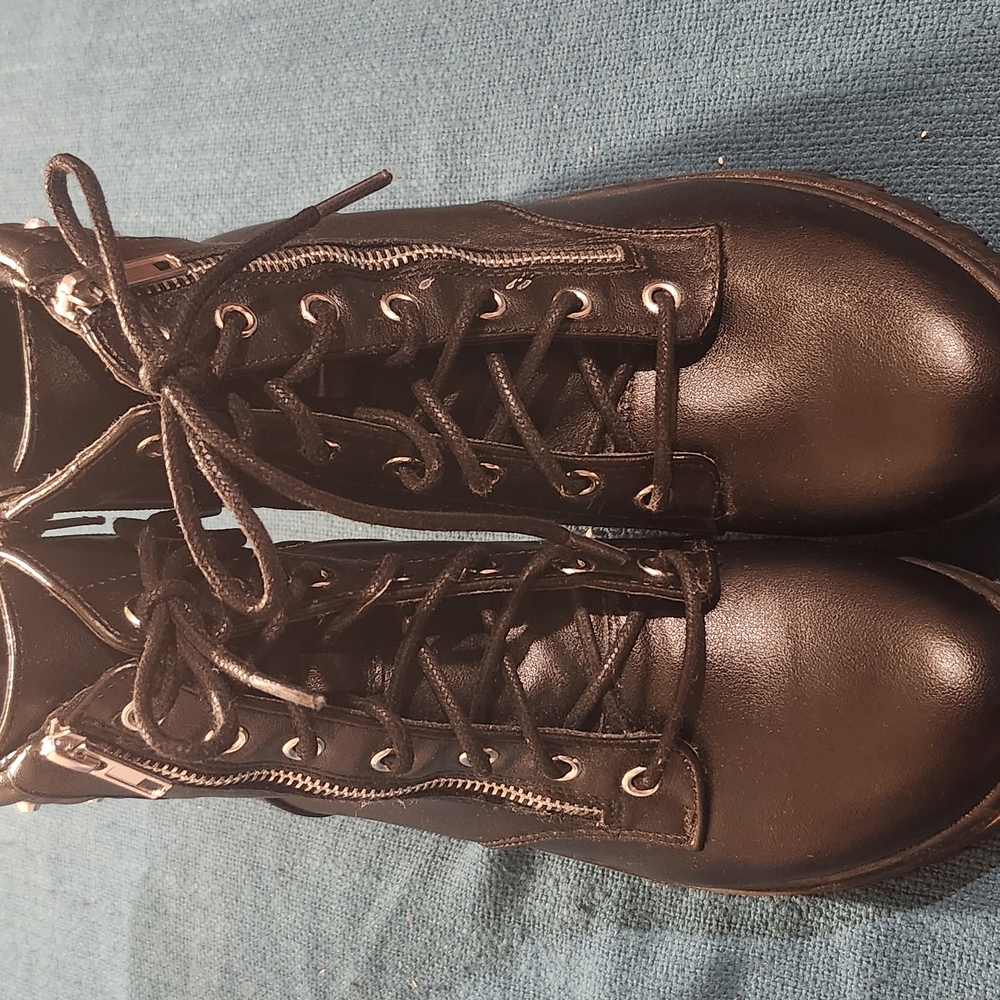 Black Lace-Up Ankle Boots